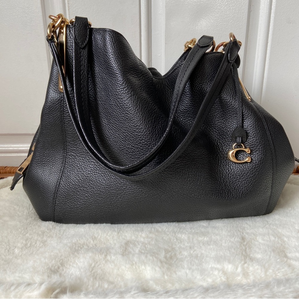 Coach Polished Pebbled Leather Dalton 31 Shoulder Bag… Gem